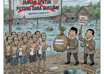 Penyaluran bantuan sosial untuk korban banjir.