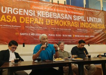 Prof. Dr. TB Massa Djafar saat menyampaikan pandangannya terkait demokrasi, oligarki, dan masa depan Indonesia dalam diskusi publik PP PRIMA DMI di Jakarta, Sabtu (2/5/2026).