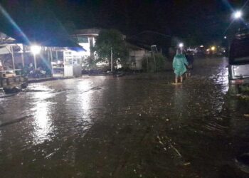 Personel BPBD Aceh Tenggara melakukan evakuasi warga dan pengerahan alat berat di lokasi banjir luapan sungai.