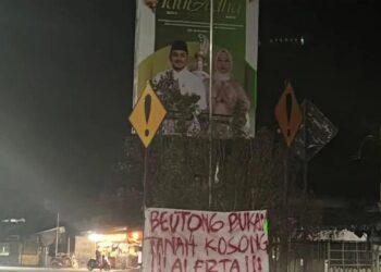 Spanduk Protes Tambang Beutong Muncul di Nagan Raya