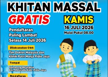 Kolaborasi Malaysia-Aceh Gelar Khitan Massal di Pidie Jaya