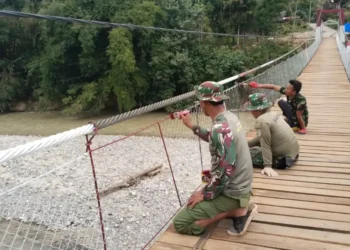 Pembangunan Jembatan Gantung Perintis Aceh Tenggara Capai 90 Persen, TNI dan Warga Kebut Tahap Finishing