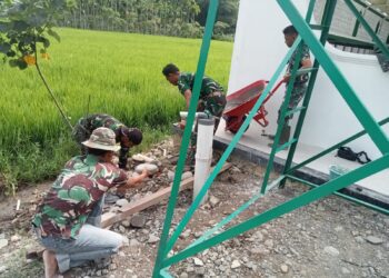 Satgas TMMD Pidie Bangun Tempat Wudhu di Masjid Al Furqan