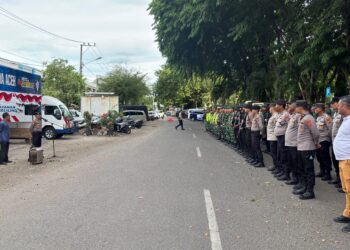 Polda Aceh dan TNI Gelar Apel Kesiapan Pengamanan Hari Damai Aceh di Depan Masjid Raya Baiturrahman